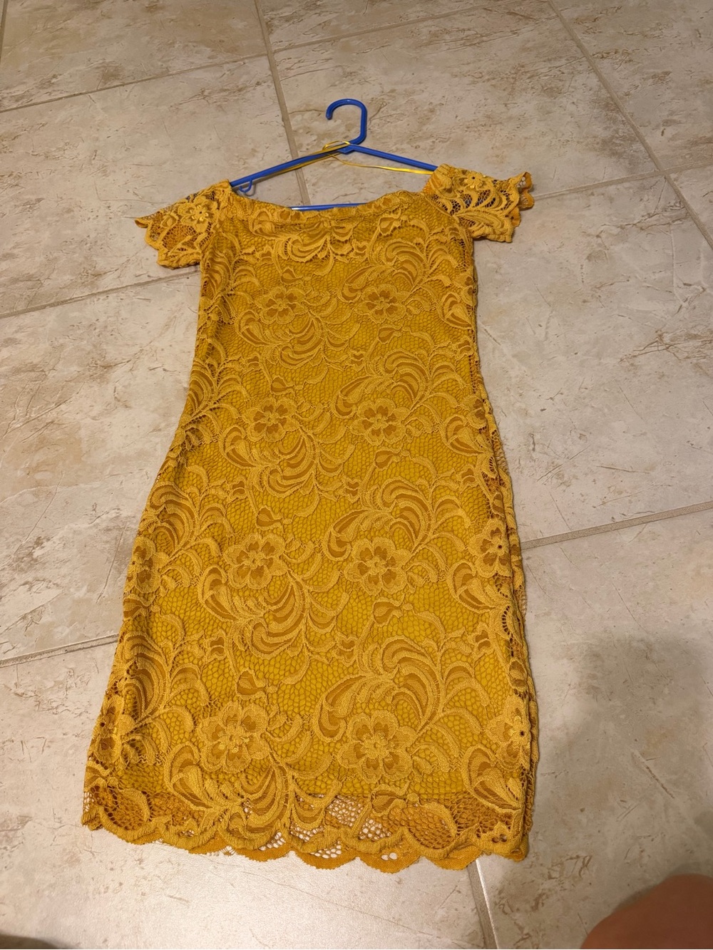 Ambiance Off-Shoulder Lace Mini Dress - Yellow